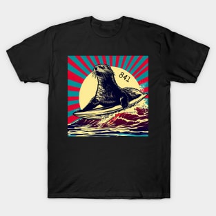 OTTER 841 Surfing Otter Santa Cruz color T-Shirt